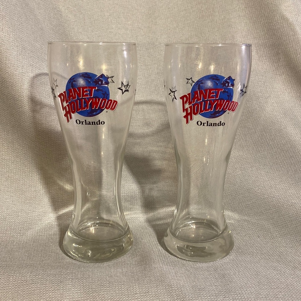 2 Planet Hollywood Orlando Pilsner Glasses